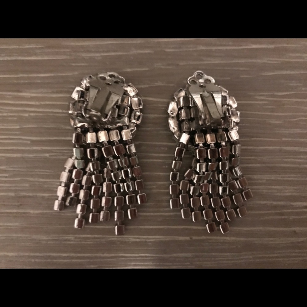 Vintage Rhinestone Earrings - Picture 2 of 2